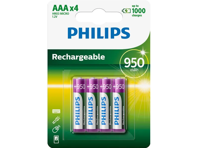Batteri Philips aaa 950mAh laddbar 4st
