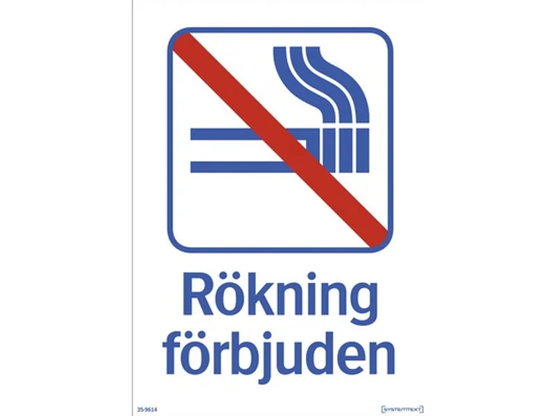 Skylt Systemtext rökning förbjuden 210x297mm