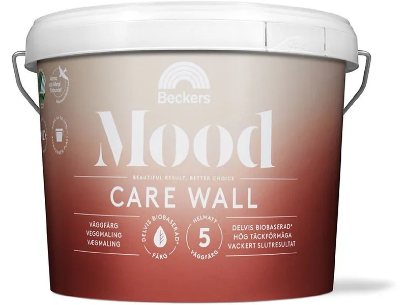 Väggfärg mood care wall 5 vit/bas a 2,7L Beckers