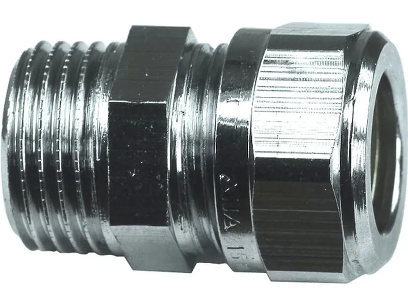 Kopparrörs-koppling rak utvändig gänga förkromad Gelia 10x15mm